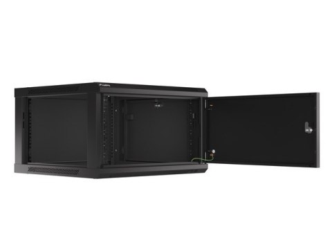 SZAFA INSTALACYJNA RACK WISZĄCA 19" 6U 600X600 CZARNA DRZWI METALOWE LANBERG (FLAT PACK)