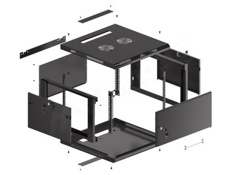 SZAFA INSTALACYJNA RACK WISZĄCA 19" 6U 600X600 CZARNA DRZWI METALOWE LANBERG (FLAT PACK)