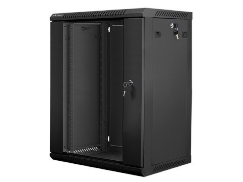 Lanberg :: Rack Cabinet 19? Wall-Mount 15U/600X450 (flat-pack) V2 Black, Glass door
