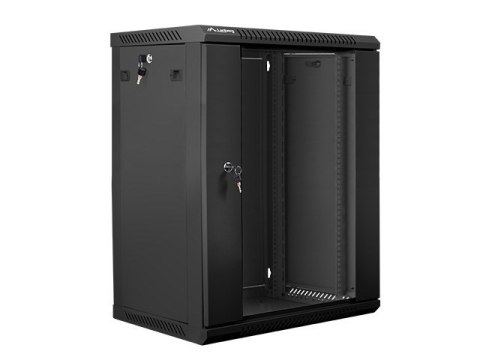 Lanberg :: Rack Cabinet 19? Wall-Mount 15U/600X450 (flat-pack) V2 Black, Glass door