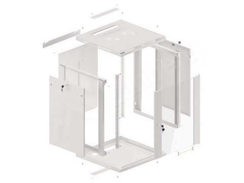 Lanberg :: Rack Cabinet 19? Wall-Mount 15U/600X600 (flat-pack) V2 Grey, Glass door