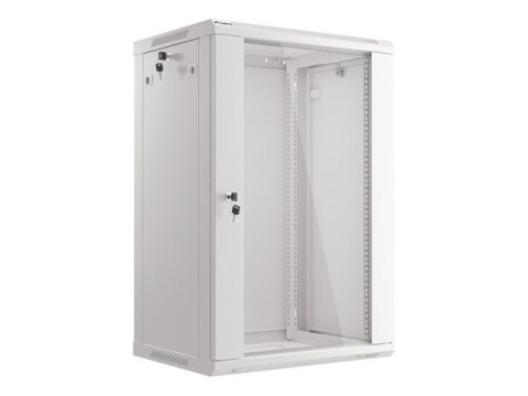 Lanberg :: Rack Cabinet 19? Wall-Mount 18U/600X450 (flat-pack) V2 Grey, Glass door