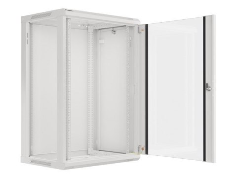 Lanberg :: Rack Cabinet 19? Wall-Mount 18U/600X450 (flat-pack) V2 Grey, Glass door