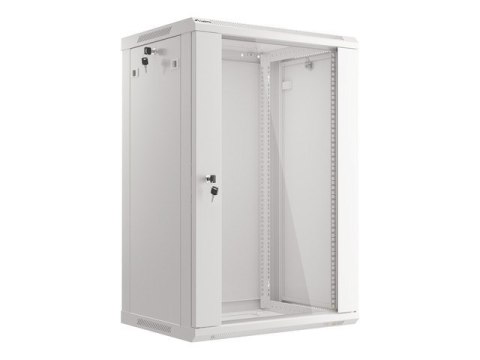 Lanberg :: Rack Cabinet 19? Wall-Mount 18U/600X450 (flat-pack) V2 Grey, Glass door
