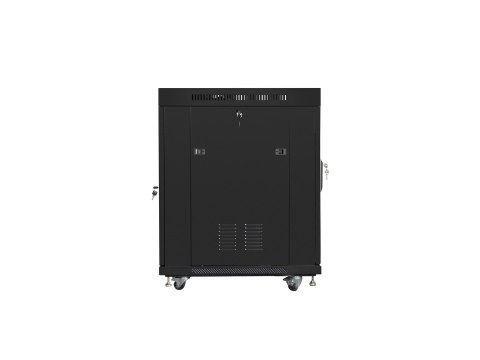SZAFA INSTALACYJNA RACK STOJĄCA 19" 15U 800X1000 CZARNA DRZWI SZKLANE LCD LANBERG (FLAT PACK) V2