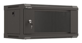 Szafa instalacyjna rack wisząca 19" 4U 540x350 czarna drzwi przeszklone LANBERG (flat pack)