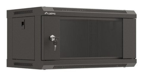 Szafa instalacyjna rack wisząca 19" 4U 540x350 czarna drzwi przeszklone LANBERG (flat pack)