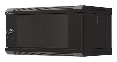 Szafa instalacyjna rack wisząca 19" 4U 540x350 czarna drzwi przeszklone LANBERG (flat pack)