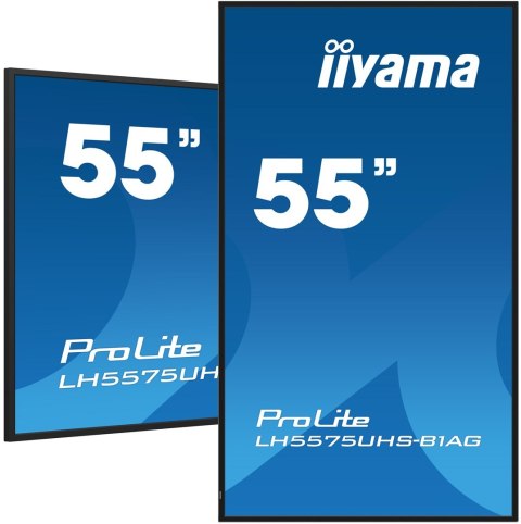 Iiyama LH5575UHS-B1AG signage display Płaski panel Digital Signage 138,7 cm (54.6") LCD Wi-Fi 500 cd/m2 4K Ultra HD Czarny Proce