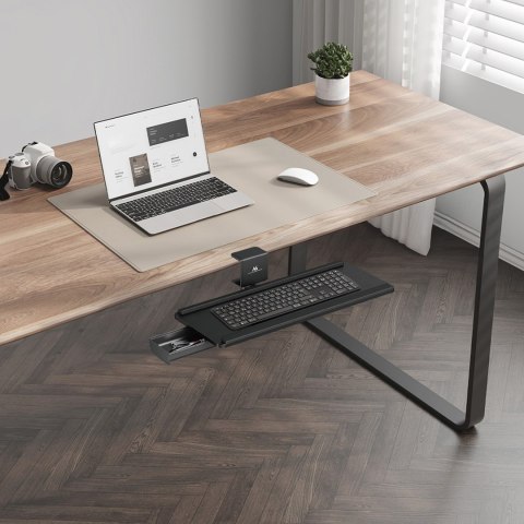 Podbiurkowy uchwyt na klawiaturę Maclean, max. obciążenie 5kg, reg. w poziomie i pionie, czarny, MC-108 B