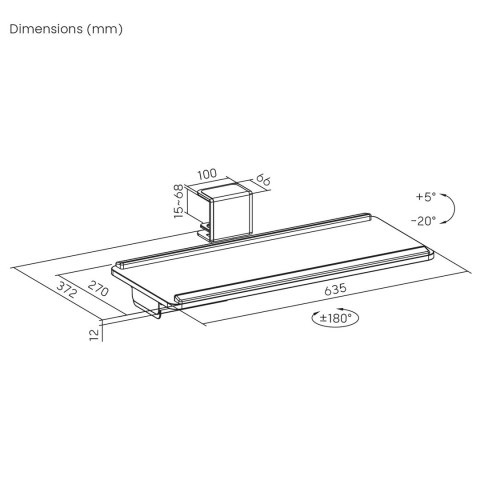 Podbiurkowy uchwyt na klawiaturę Maclean, max. obciążenie 5kg, reg. w poziomie i pionie, czarny, MC-108 B