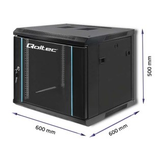 Qoltec Szafa RACK 19" | 9U | 600 x 500 x 600 | Czarna | Wisząca