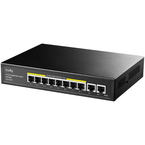 Cudy GS1010PE łącza sieciowe Gigabit Ethernet (10/100/1000) Obsługa PoE Czarny