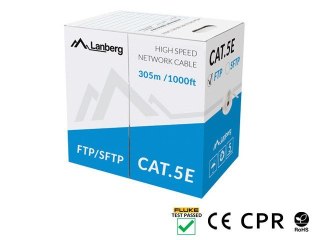 KABEL LAN FTP KAT.5E 305M DRUT CU SZARY CPR + FLUKE PASSED LANBERG