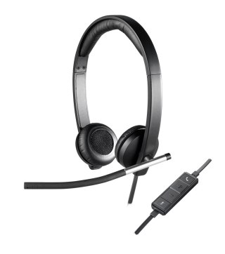 Logitech H650e Zestaw słuchawkowy Przewodowa Opaska na głowę Biuro/centrum telefoniczne USB Typu-A Czarny, Srebrny