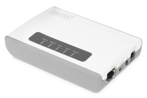Digitus 2-portowy, bezprzewodowy, wielofunkcyjny serwer sieciowy USB 2.0, 300 Mbps