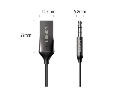 Ugreen Odbiornik dźwięku adapter audio Bluetooth 5.3 USB-3,5 mm mini jack (czarny)
