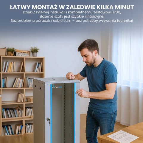 EXTRALINK SZAFA RACK WISZĄCA 18U 600X600 SZARA