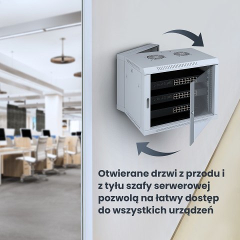 Extralink 12U 600x600 AZH Szara | Szafa rack | montowana na ścianie, dwusekcyjna