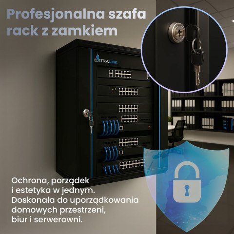 Extralink 18U 600x600 Czarna | Szafa rack | montowana na ścianie