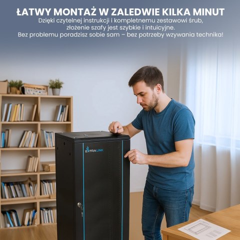 Extralink 18U 600x600 Czarna | Szafa rack | montowana na ścianie
