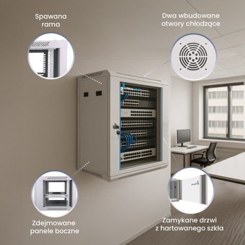 Extralink 6U 600x450 Szara | Szafa rack | montowana na ścianie