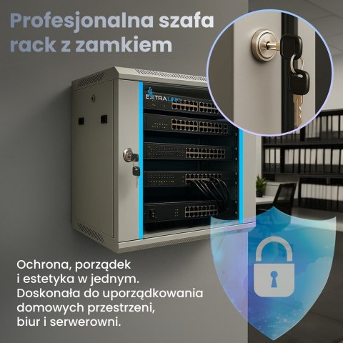 Extralink 9U 600x600 Szara | Szafa rack | montowana na ścianie