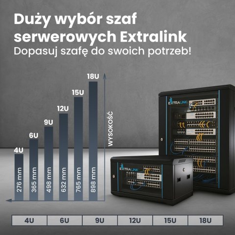Extralink EX.7256 - szafka wisząca 19" 12U 600x600 Czarna