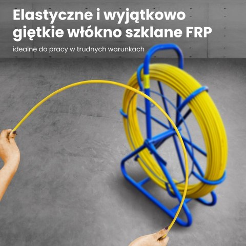 Extralink Pilot 8mm 50m | Pilot do przeciągania kabli | włókno szklane FRP, śr. 8mm, dł. 50m, żółty