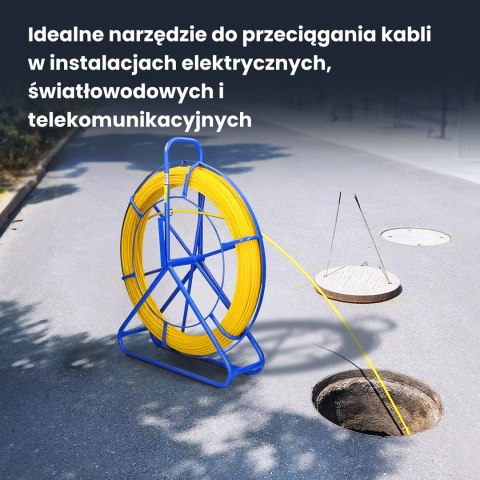 Extralink Pilot 8mm 50m | Pilot do przeciągania kabli | włókno szklane FRP, śr. 8mm, dł. 50m, żółty