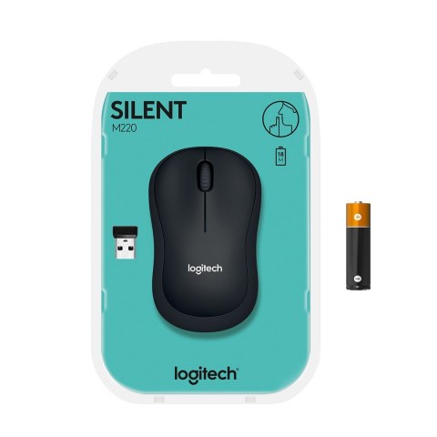 Mysz Logitech M220 Silent 910-004878 (optyczna; 1000 DPI; kolor czarny) (WYPRZEDAŻ)