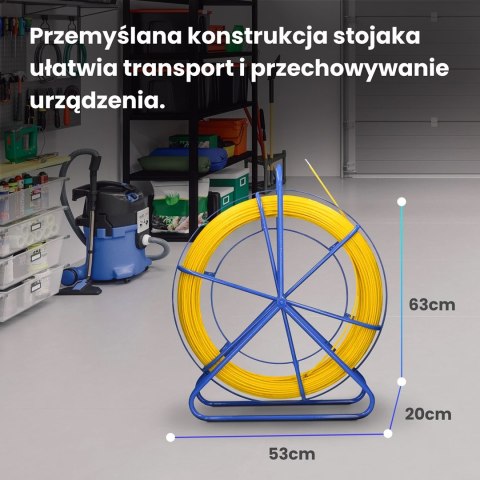 WŁÓKNO SZKLANE DO PRZECIĄGANIA KABLI 4,5mm / 75m (PILOT / STALKA) PE + STOJAK
