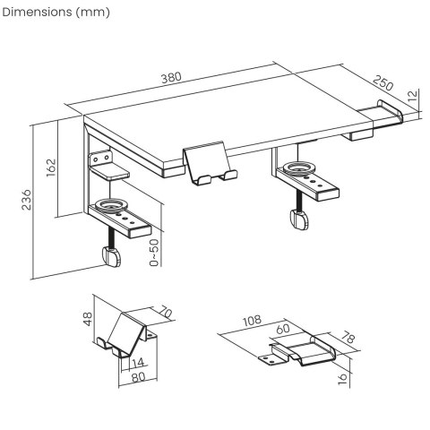 ERGO OFFICE PODSTAWKA POD LAPTOP / MONITOR, MAX. OBCIĄŻENIE 20KG, DLA PRZEKĄT. 13-32", CZARNA ER-303 B