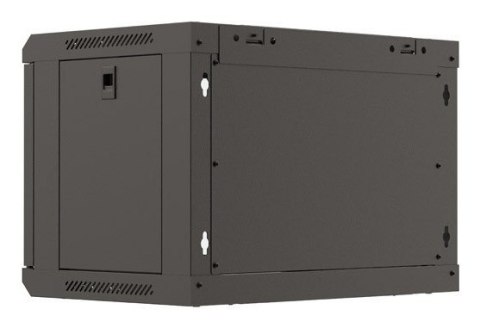 Szafa instalacyjna rack wisząca 19" 6U 540x350 czarna drzwi przeszklone LANBERG (Flat Pack)