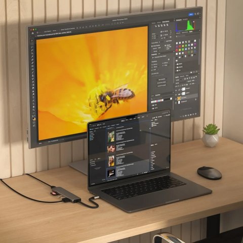Wieloportowa przejściówka Satechi 7-w-1 USB-C Slim z Ethernetem - gwiezdna szarość