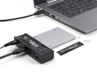 Delock - Kontroler pamięci - Funkcja klonowania - 2.5", 3.5", M.2 (6.4 cm, 8.9 cm) - Karta M.2 (PCIe NVMe i SATA) / SATA SSD - U
