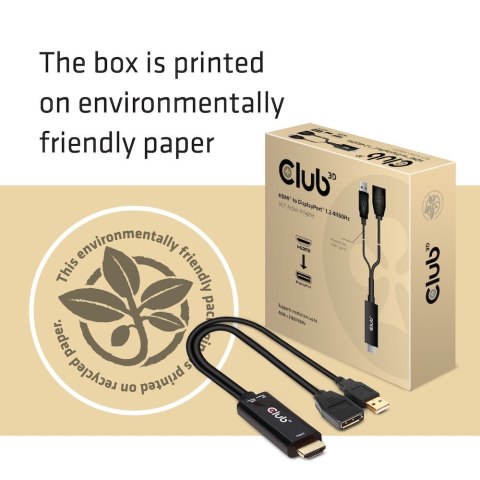 CLUB3D HDMI 2.0 TO DISPLAYPORT 1.2 4K60HZ HDR M/F ACTIVE ADAPTER Czarny