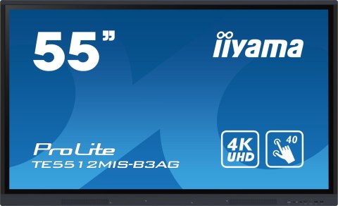 Iiyama TE5512MIS-B3AG signage display Kiosk 139,7 cm (55") LCD Wi-Fi 400 cd/m2 4K Ultra HD Czarny Ekran dotykowy Procesor wbudow