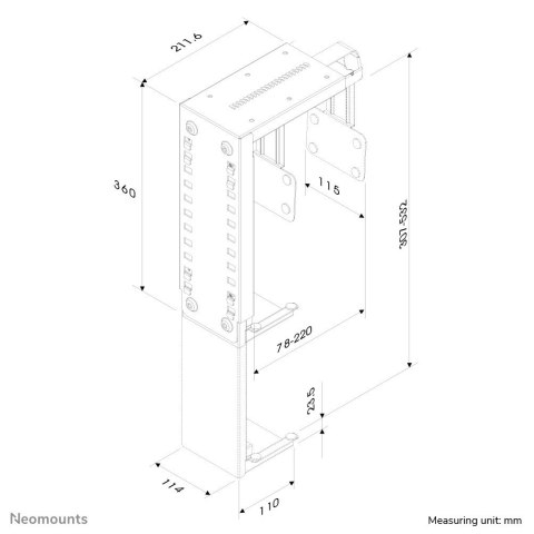 Neomounts CPU-D100BLACK uchwyt do komputera Uchwyt na procesor montowany na biurku Czarny