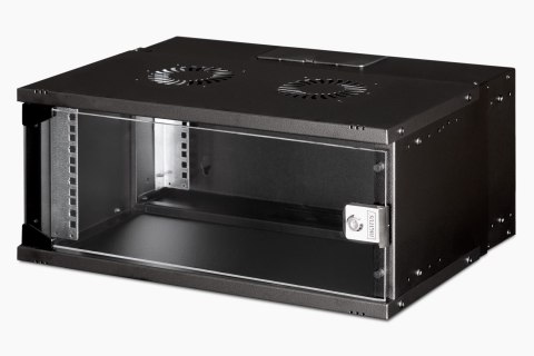 Szafa sieciowa wisząca 19" 4U, SOHO PRO 240 x 540 x 400 mm, drzwi szyba, czarny, niezłożona, 60kg