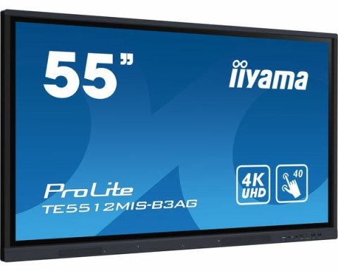 Iiyama TE5512MIS-B3AG signage display Kiosk 139,7 cm (55") LCD Wi-Fi 400 cd/m2 4K Ultra HD Czarny Ekran dotykowy Procesor wbudow
