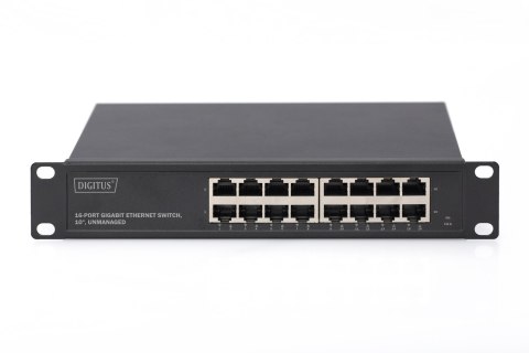 Digitus 16-portowy przełącznik Gigabit Ethernet DN-80115 Niezarządzalny zasilacz do montażu w szafie typu Wewnętrzny