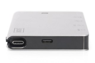 Stacja dokująca podróżna USB Typ C, 6 portów 4K, HDMI, VGA, USB, RJ45, microSD, SD/MMC, srebrna