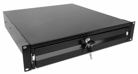 Szuflada do szaf Rack, 2U, z zamkiem, 466mm, czarna