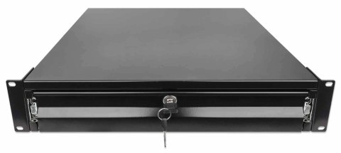 Szuflada do szaf Rack, 2U, z zamkiem, 466mm, czarna