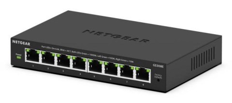 NETGEAR GS308E Zarządzany L2/L3 Gigabit Ethernet (10/100/1000) Obsługa PoE Czarny