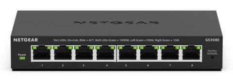 NETGEAR GS308E Zarządzany L2/L3 Gigabit Ethernet (10/100/1000) Obsługa PoE Czarny