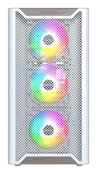 Drewniana obudowa PC Montech XR, Midi-Tower, ATX, ARGB, Szkło hartowane - biała