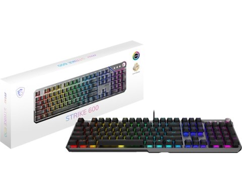 Klawiatura gamingowa czarna US Strike 600 Silent MSI