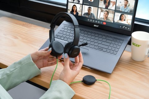 Konferencyjny zestaw słuchawkowy Acer z mikrofonem, USB typu A, Czarny